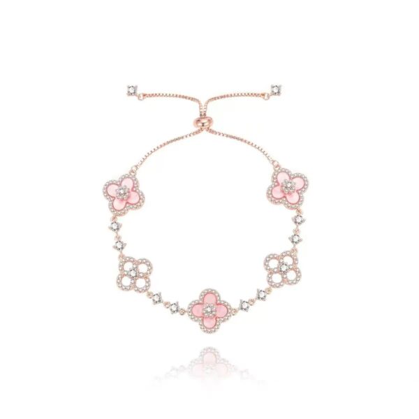 Pink Clover Charm Bracelet