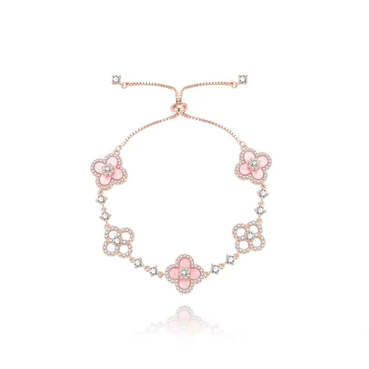 Pink Clover Charm Bracelet