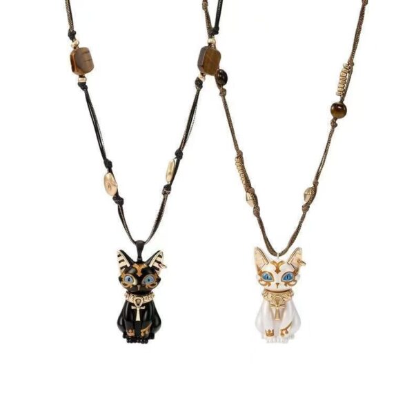 Mystic Cat Pendant Beaded Necklace