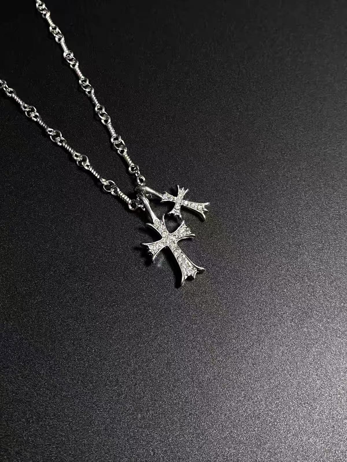 Silver Gothic Cross Pendant Necklace