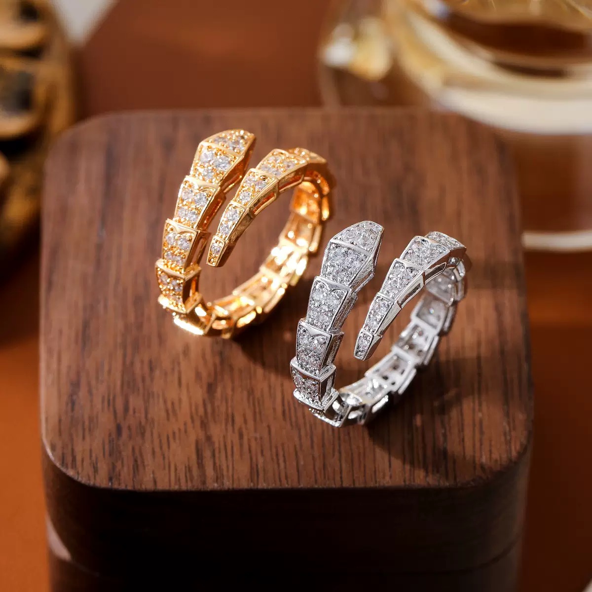 Crystal Serpent Open Ring