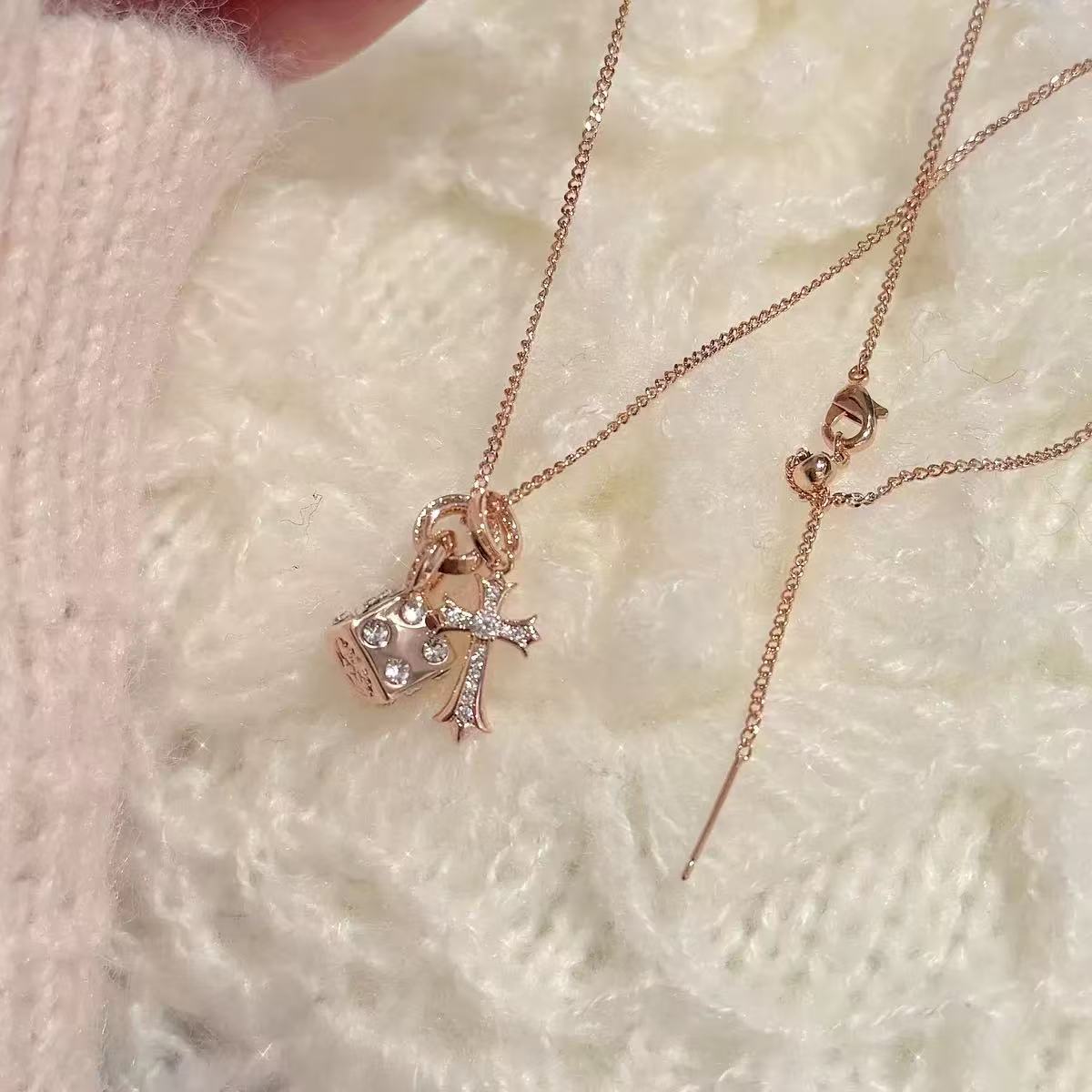 Second image of Dice Cross pendant Necklace