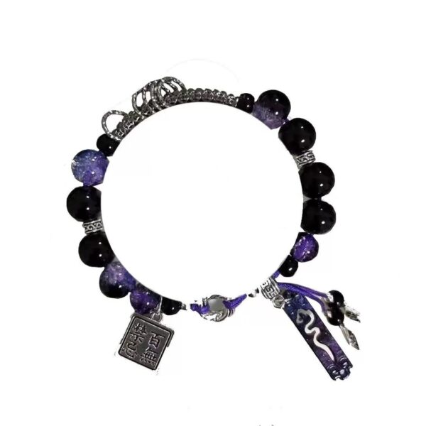 Purple Obsidian Snake Charm Bracelet