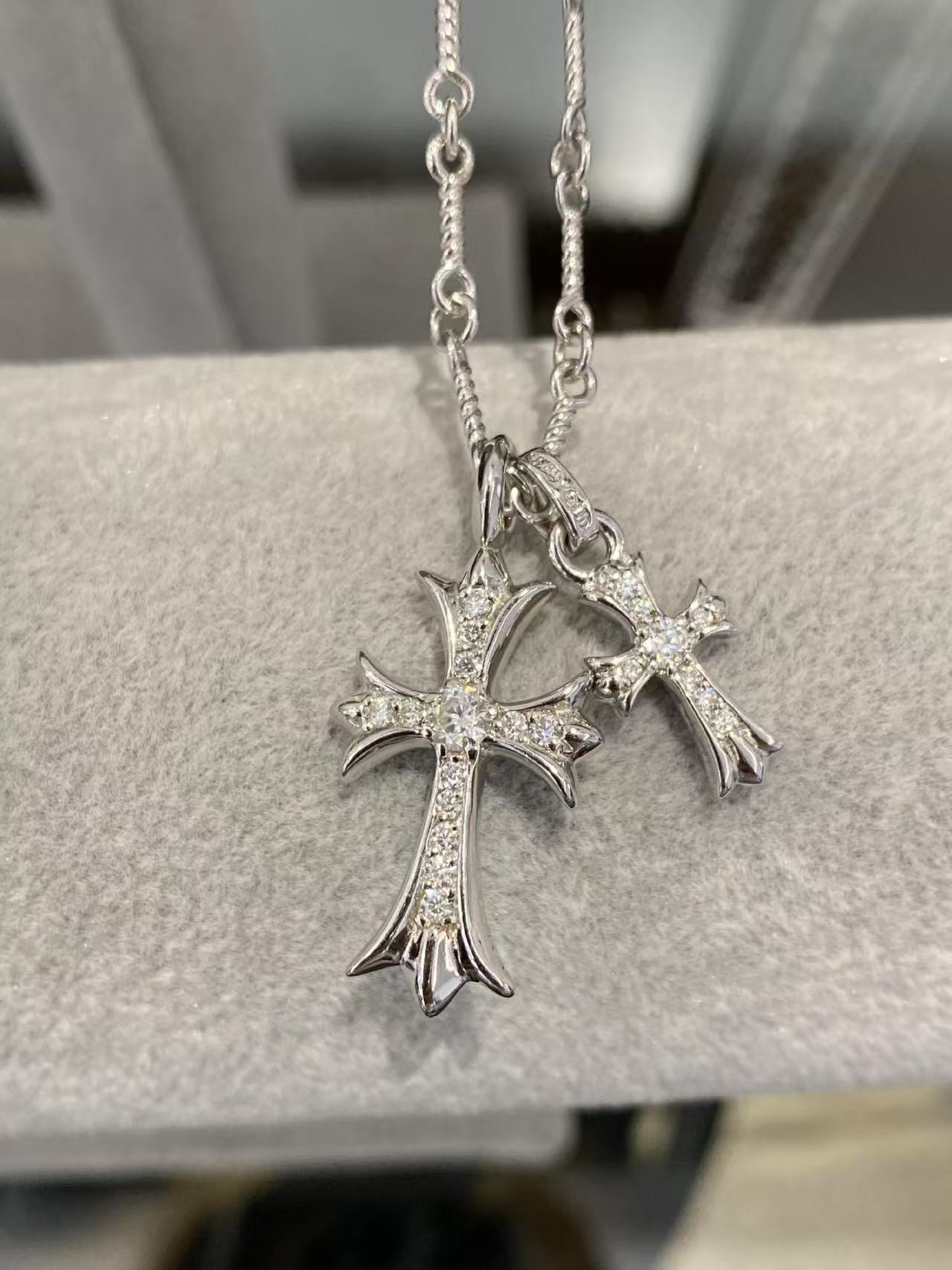 Second image of Silver Gothic Cross Pendant Necklace