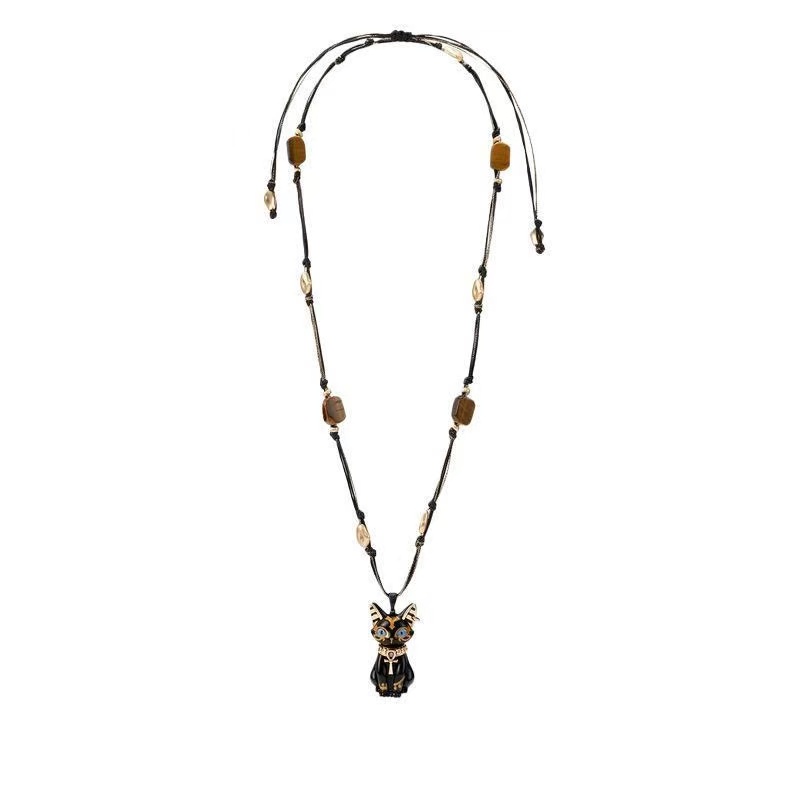 Second image of Mystic Cat Pendant Beaded Necklace