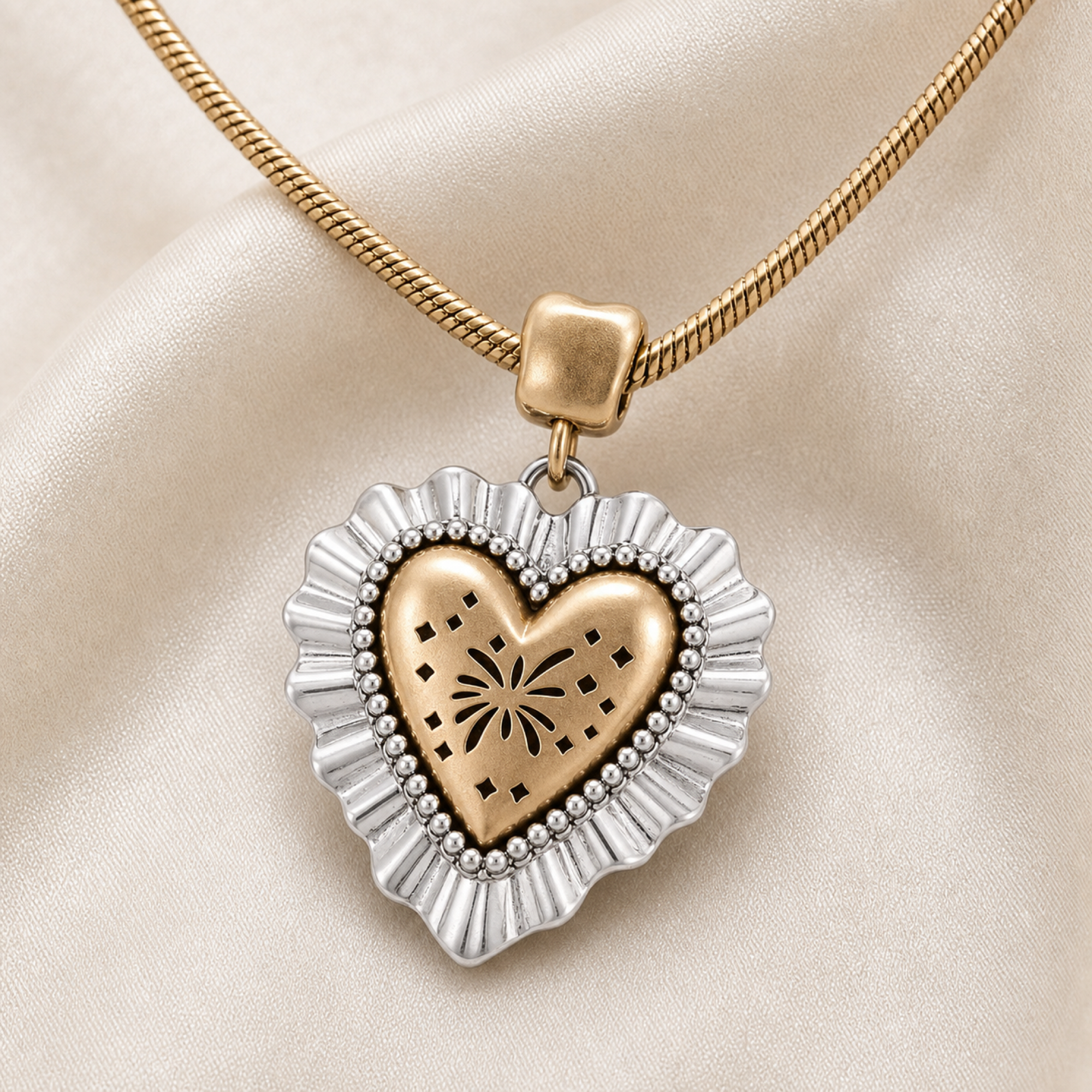 Second image of Vintage Heart Layered Necklace