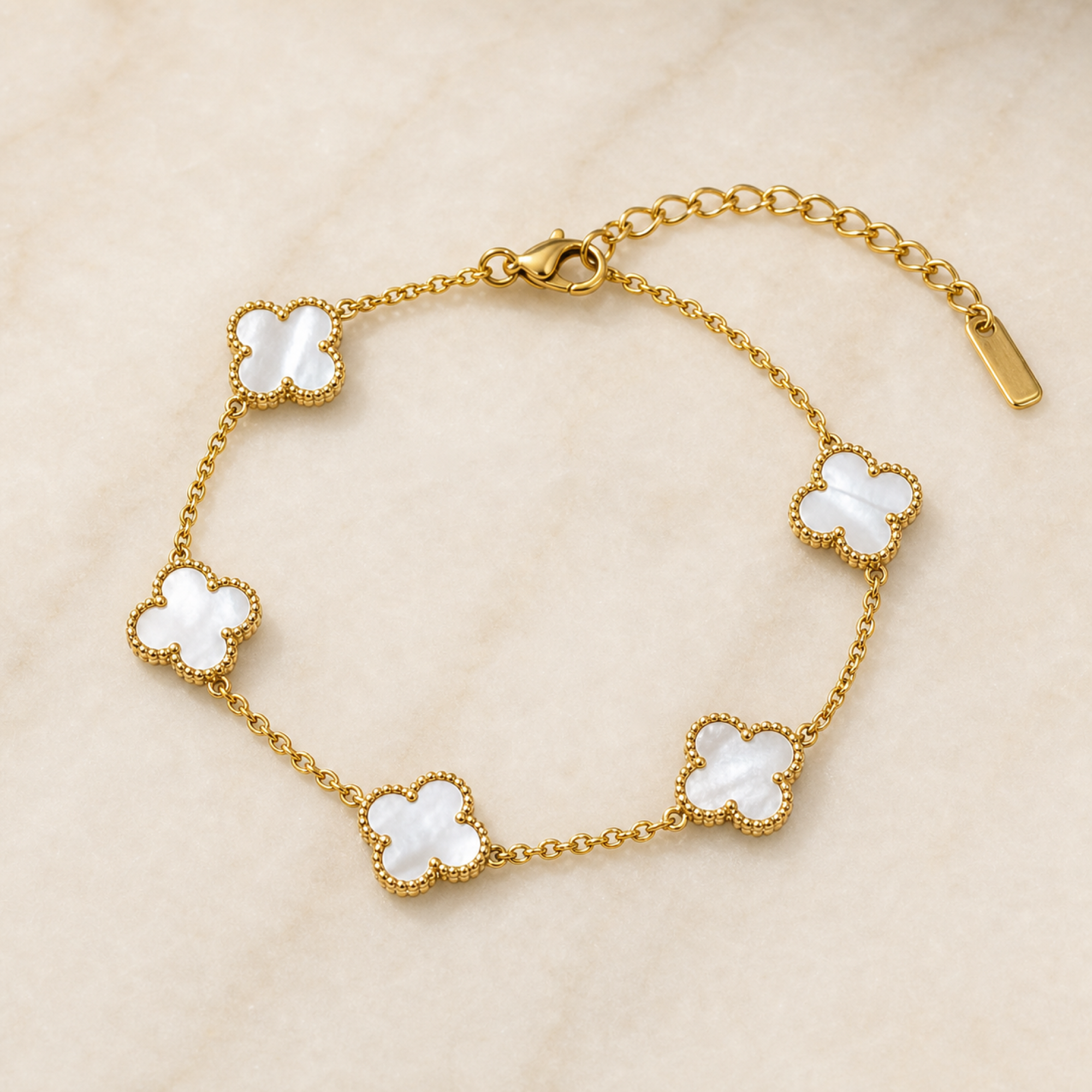 Second image of Mother Of Pearl Clover Bracelet
